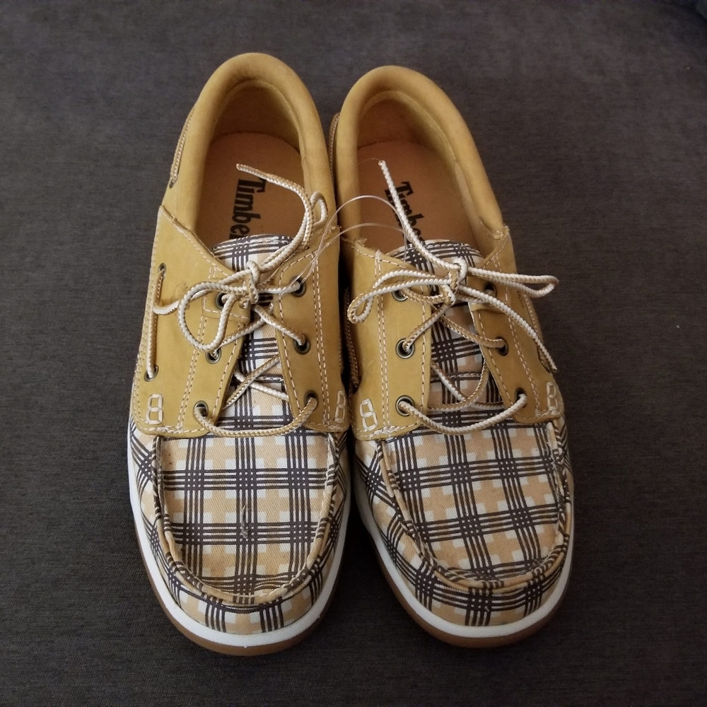 Timberland Plaid & Tan Boat Shoes - NWOT